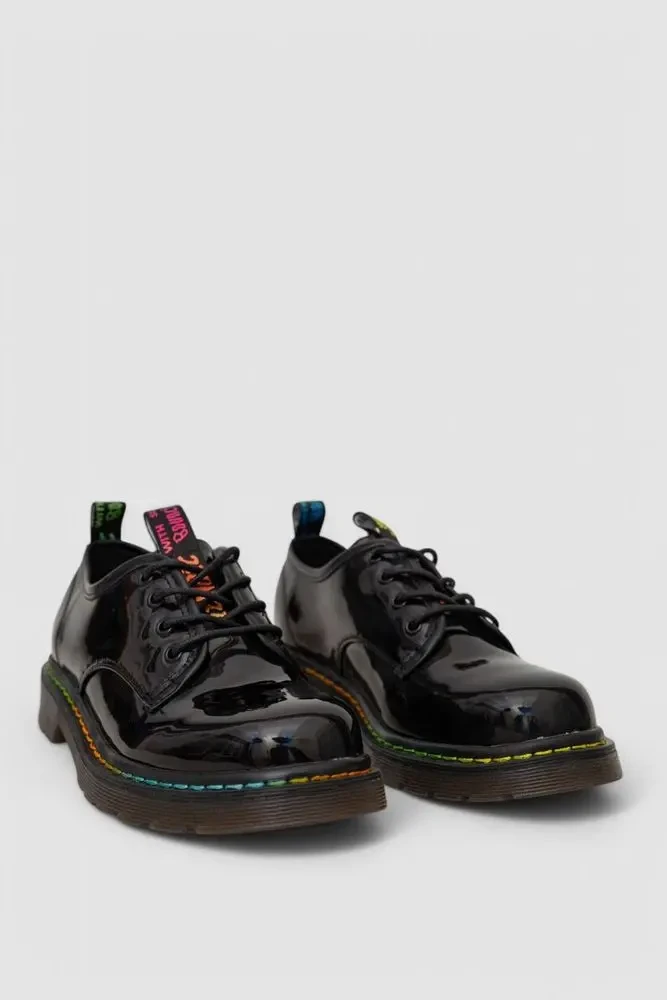 Лофери жіночі на шнурках лакові, колір чорний, 248RRT17-6 3