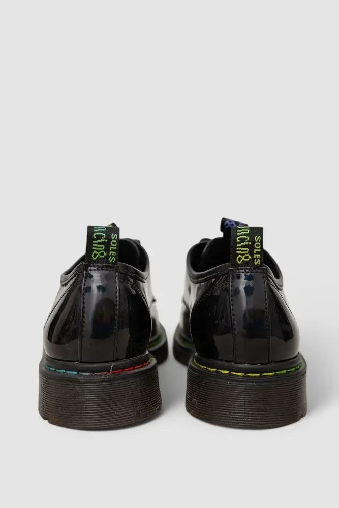 Лофери жіночі на шнурках лакові, колір чорний, 248RRT17-6 4