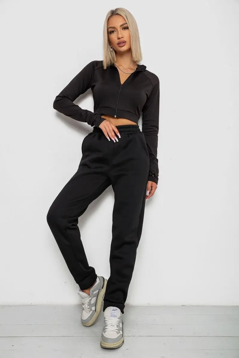 Спортивні штани жіночі на флісі, колір чорний, 238R58641-1 2