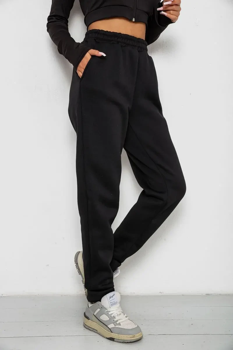 Спортивні штани жіночі на флісі, колір чорний, 238R58641-1 3