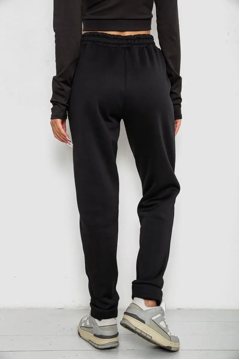 Спортивні штани жіночі на флісі, колір чорний, 238R58641-1 4