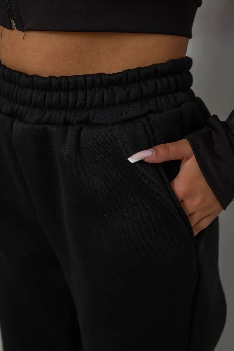 Спортивні штани жіночі на флісі, колір чорний, 238R58641-1 5