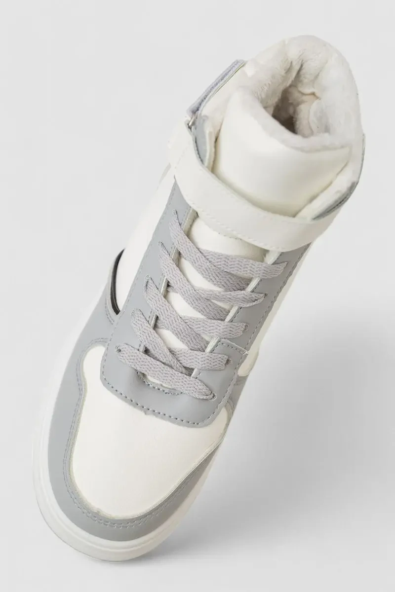 Кросівки жіночі зимові на хутрі, колір біло-сірий, 248RAM04-86 2