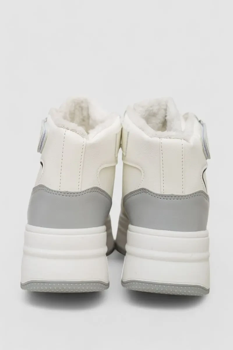 Кросівки жіночі зимові на хутрі, колір біло-сірий, 248RAM04-86 4