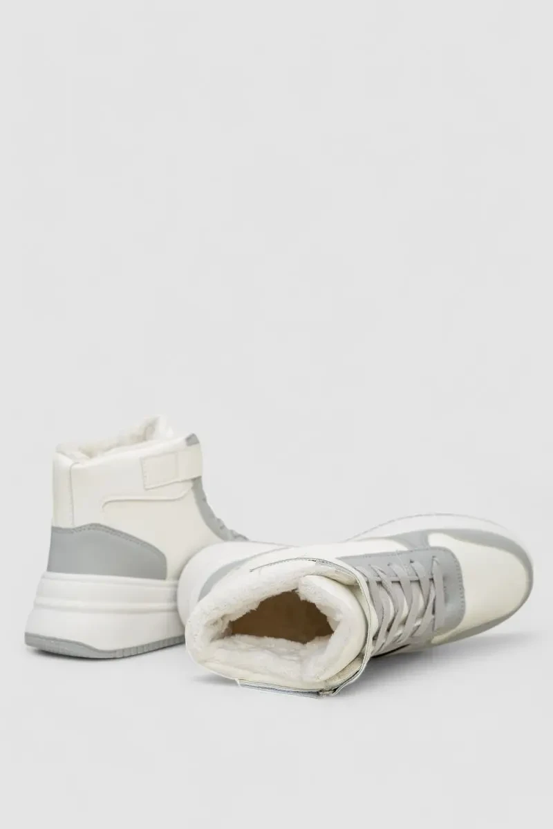 Кросівки жіночі зимові на хутрі, колір біло-сірий, 248RAM04-86 5