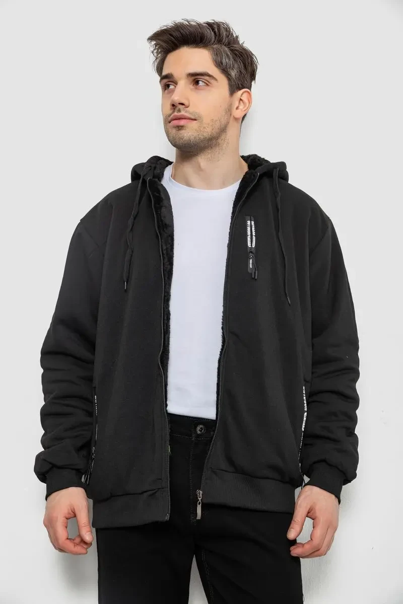 Кофта чоловіча на блискавці 44R2652, колір чорний, 244R2652 2