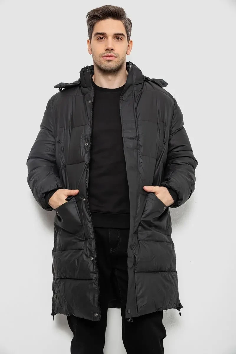 Куртка чоловіча зимова подовжена, колір чорний, 244RH76-30D 2
