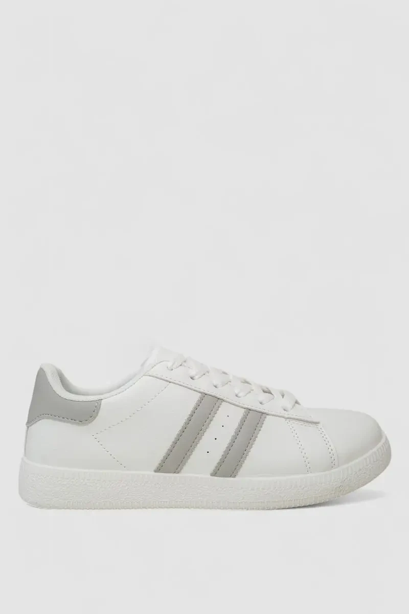 Кросівки жіночі шкіра, колір біло-сірий, 248RL2420-4