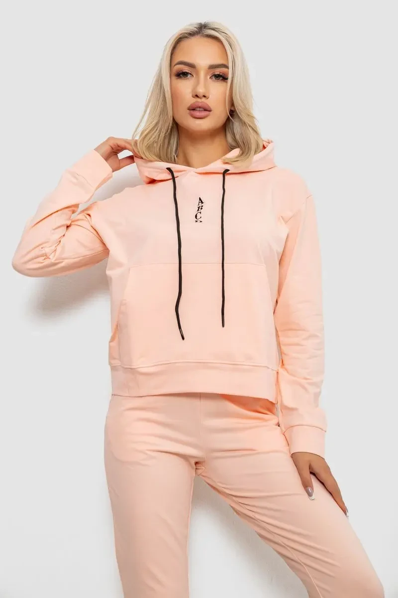 Спортивний костюм жіночий двонитка, колір персиковий, 214R1419-001 2