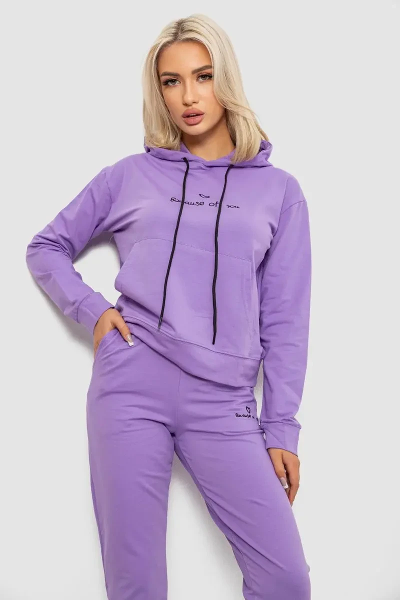 Спортивний костюм жіночий двонитка, колір бузковий, 214R1419-002 2