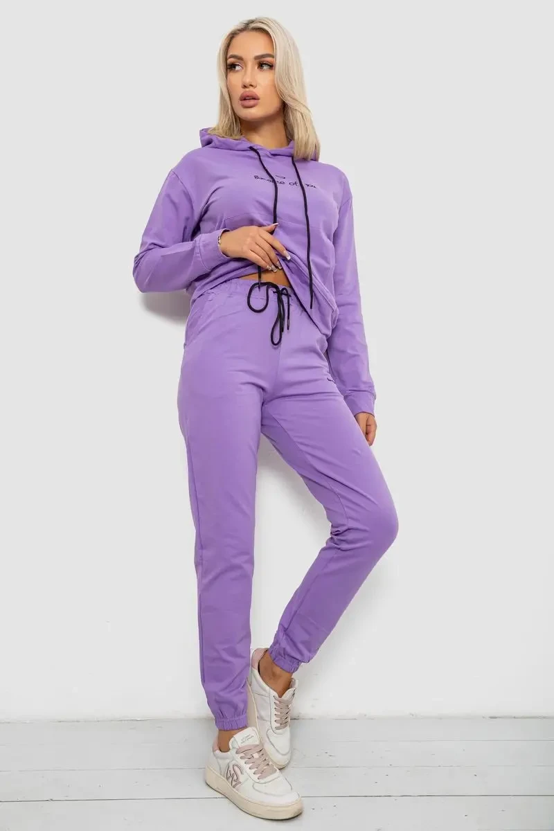 Спортивний костюм жіночий двонитка, колір бузковий, 214R1419-002 3