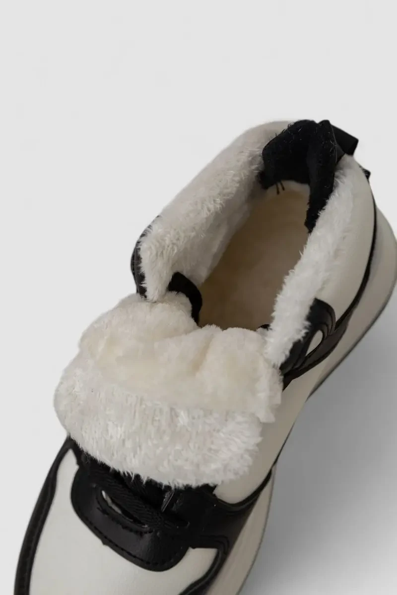 Кросівки жіночі зимові на хутрі, колір біло-чорний, 248RAM09 6