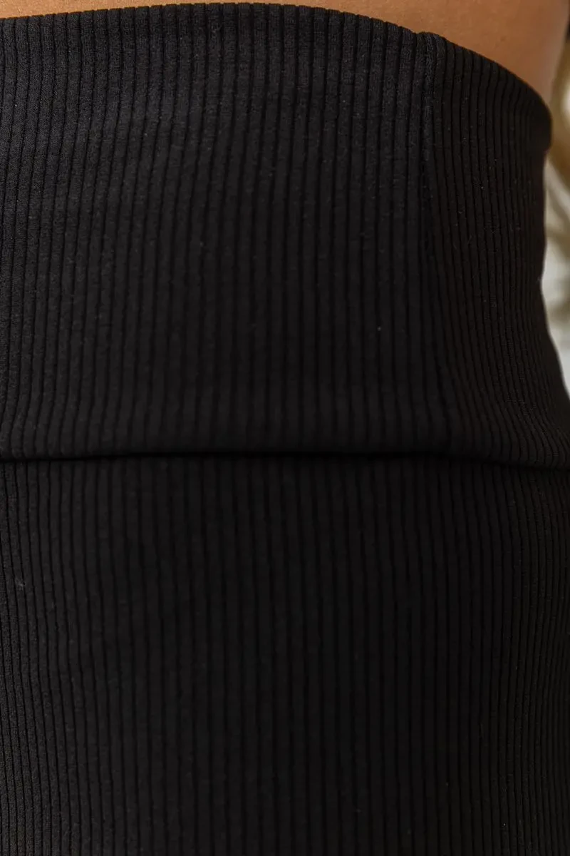 Лосини однотонні у рубчик утеплені на флісі, колір чорний, 238R605-1 5