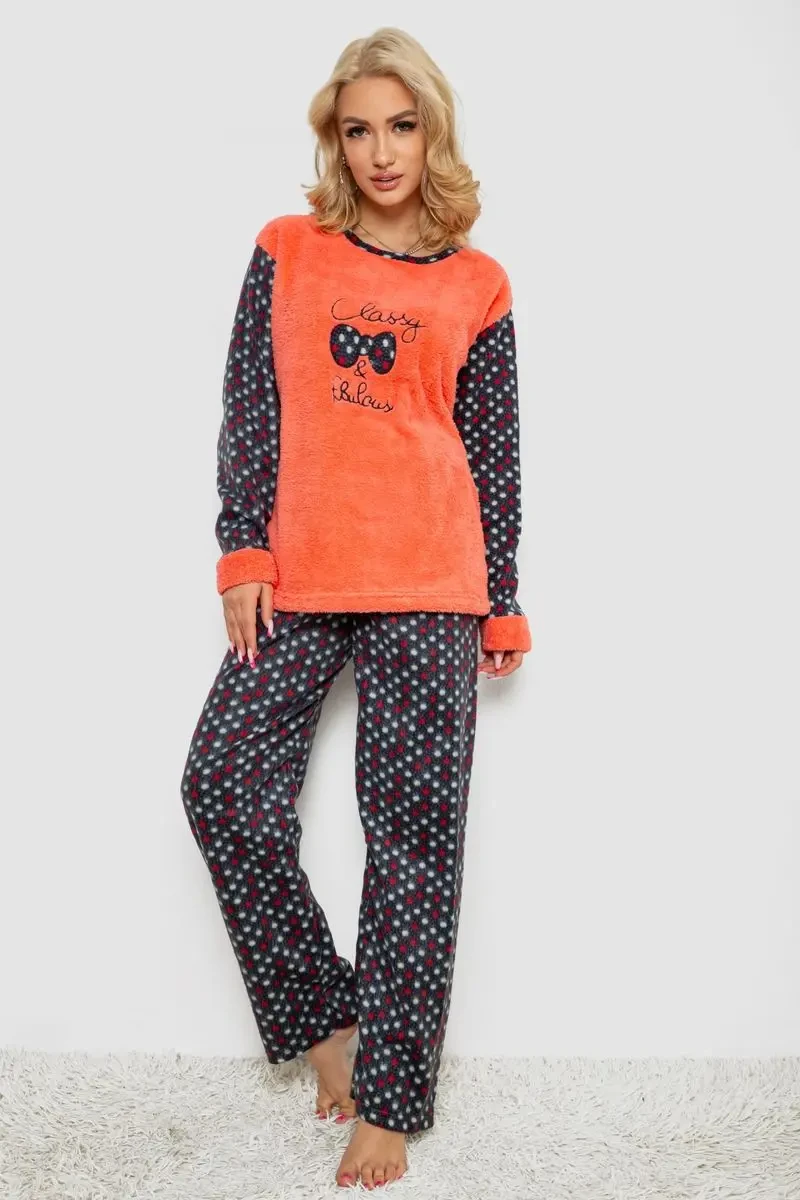 Піжама жіноча махра, колір коралово-синій, 238R58430