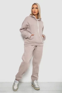 Спортивний костюм жіночий на флісі, колір бежевий, 238R5726