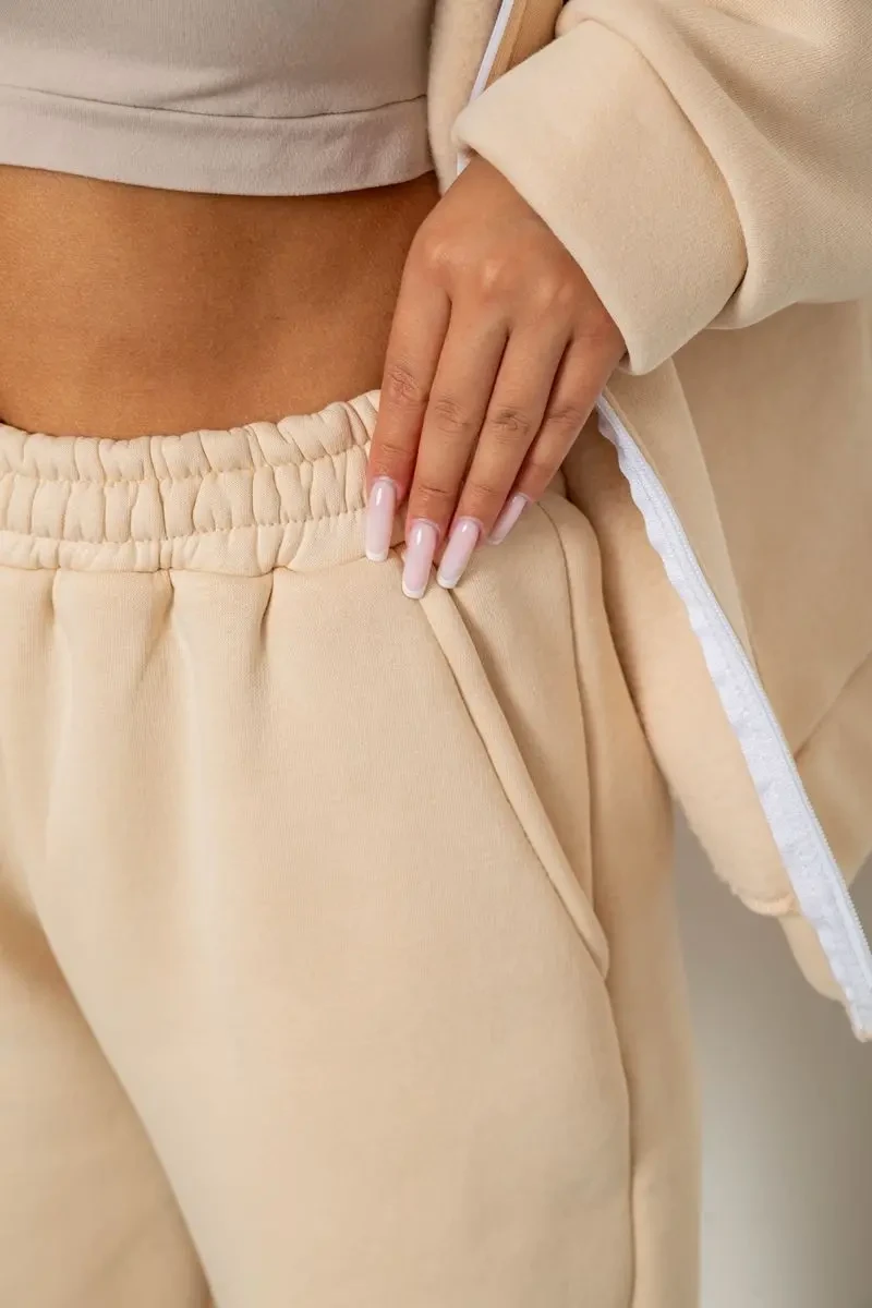 Спортивний костюм жіночий на флісі, колір бежевий, 238R5715-1 5