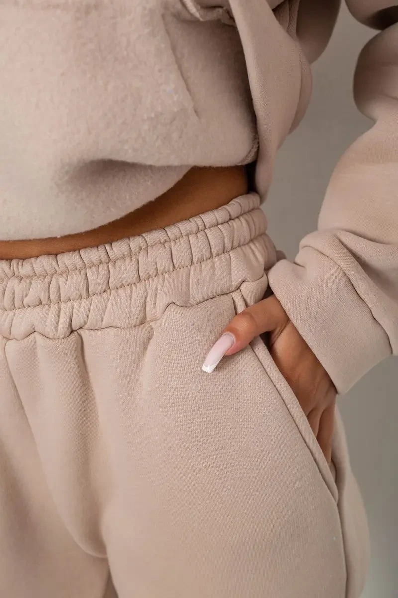 Спортивний костюм жіночий на флісі, колір світло-бежевий, 238R5726 5