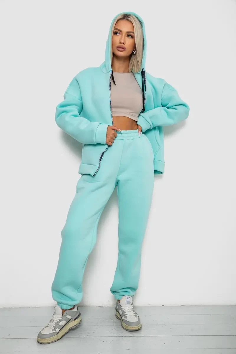 Спортивний костюм жіночий на флісі, колір м'ятний, 238R5715