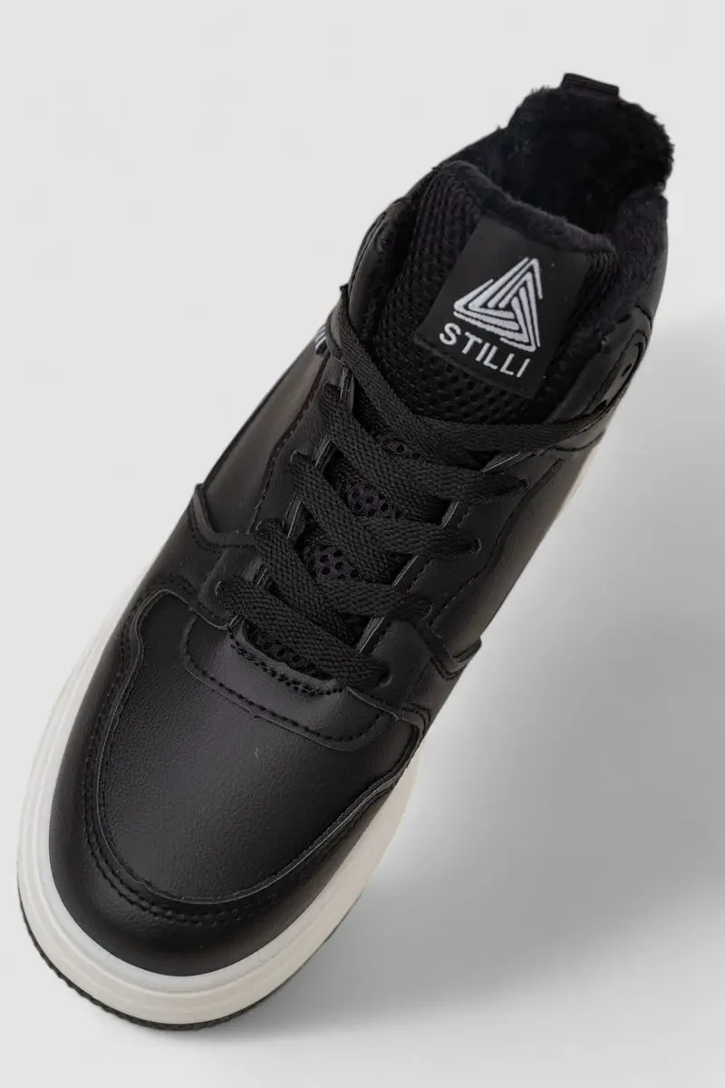 Кросівки жіночі зимові на хутрі, колір чорно-білий, 248RAM09 2