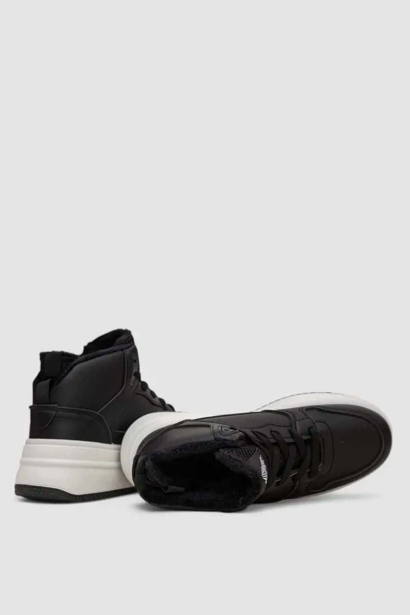 Кросівки жіночі зимові на хутрі, колір чорно-білий, 248RAM09 5