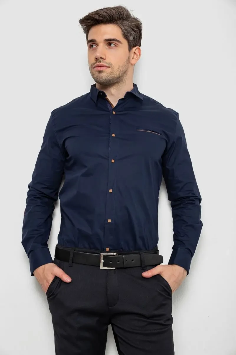 Сорочка чоловіча, колір темно-синій, 214R7094