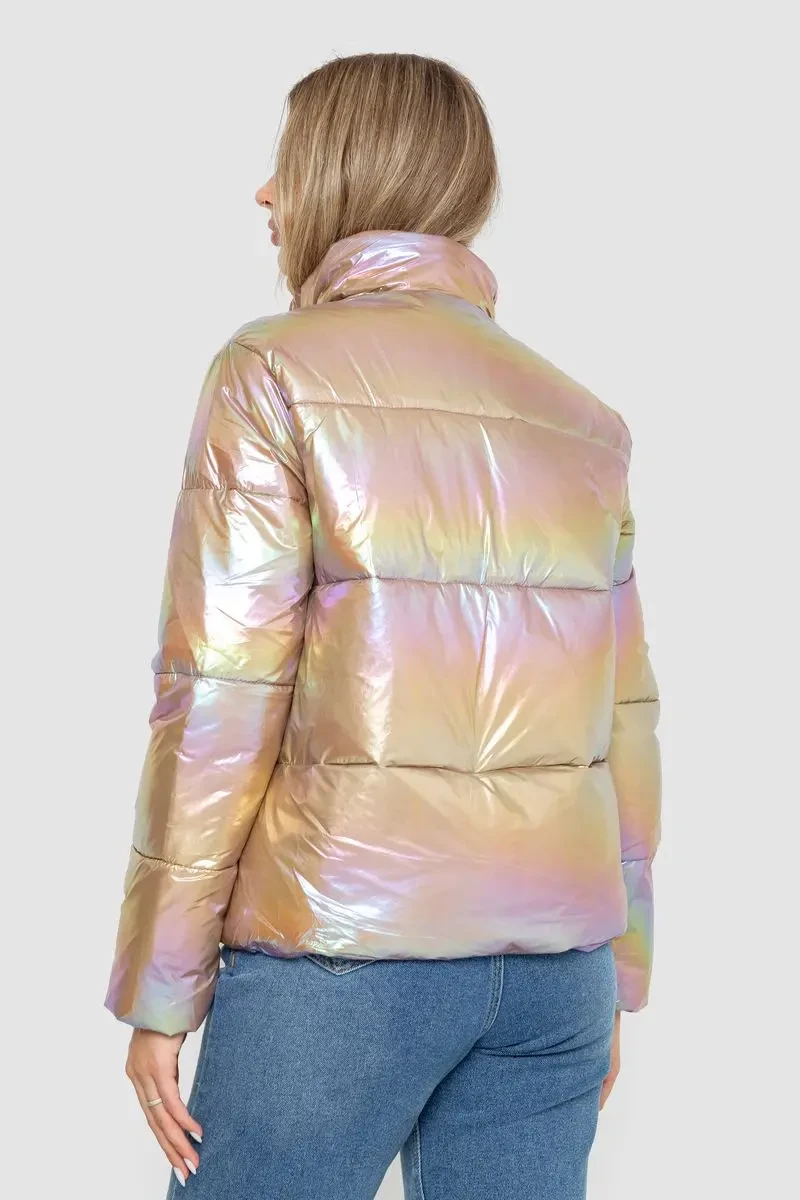 Куртка жіноча демісезонна плащівка, колір бежево-бузковий, 243R2022-2 5