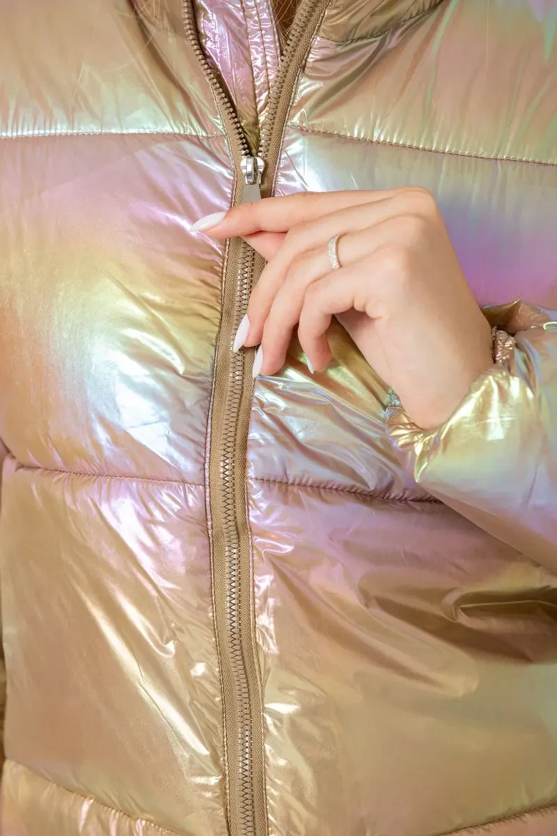 Куртка жіноча демісезонна плащівка, колір бежево-бузковий, 243R2022-2 6