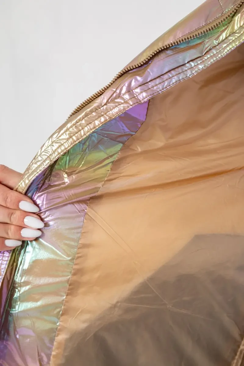 Куртка жіноча демісезонна плащівка, колір бежево-бузковий, 243R2022-2 7