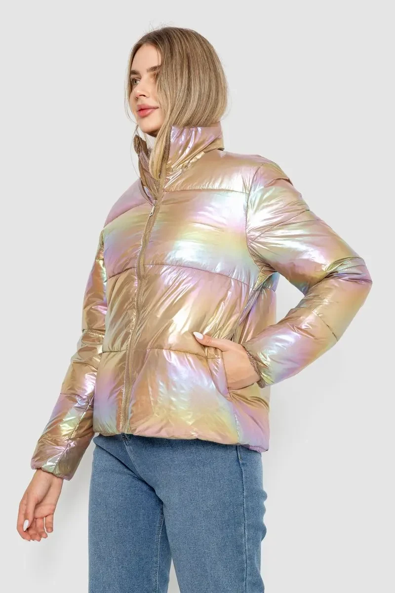 Куртка жіноча демісезонна плащівка, колір бежево-бузковий, 243R2022-2 4