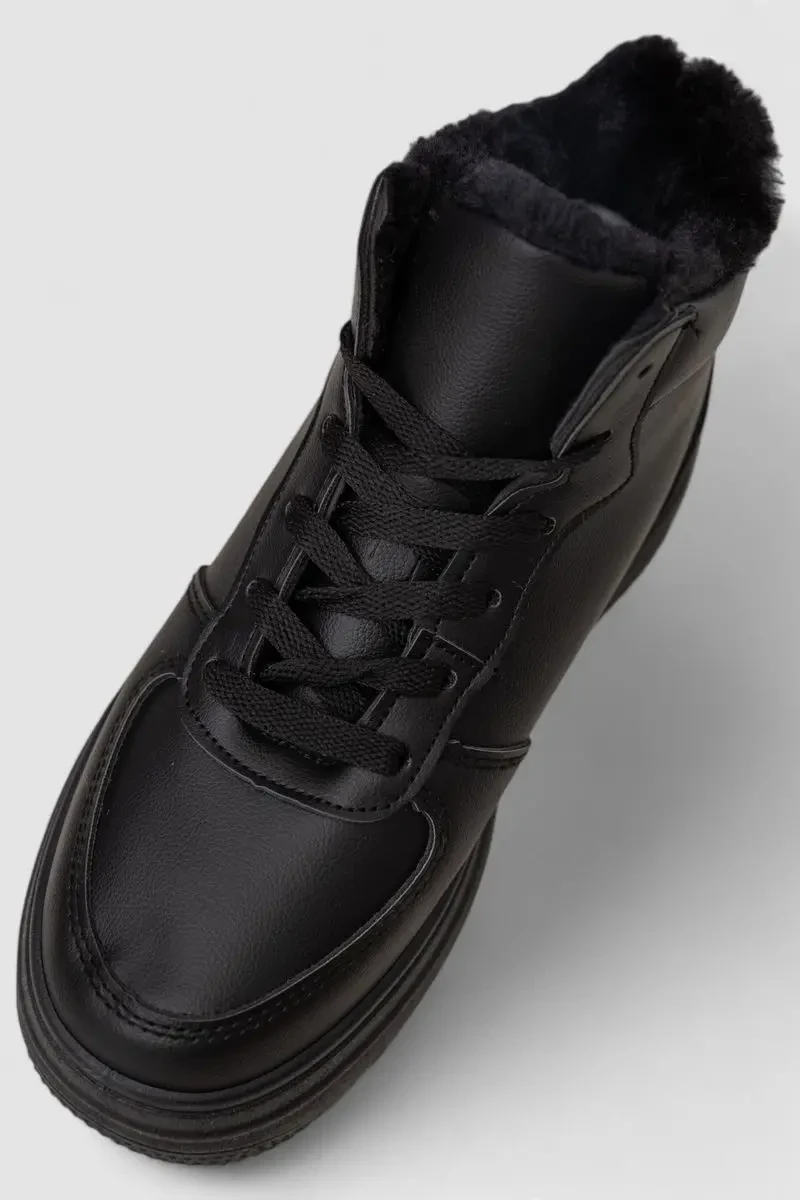 Кросівки жіночі зимові на хутрі, колір чорний, 248RAM019 2