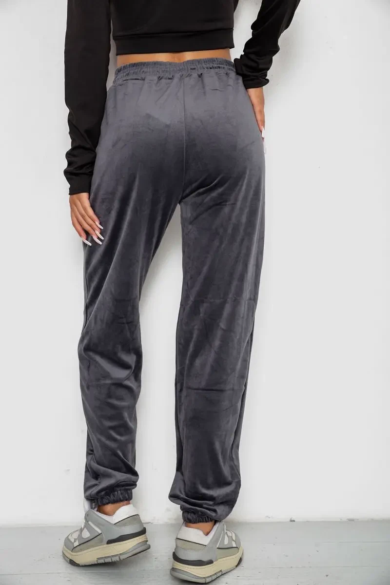 Спортивні штани велюрові жіночі на флісі, колір сірий, 238R58649 4