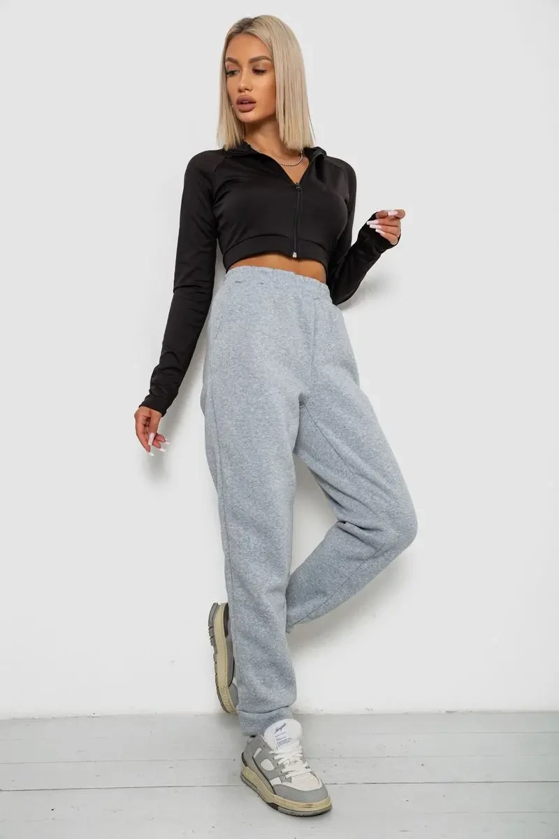 Спортивні штани жіночі на флісі, колір світло-сірий, 238R58641-1 2