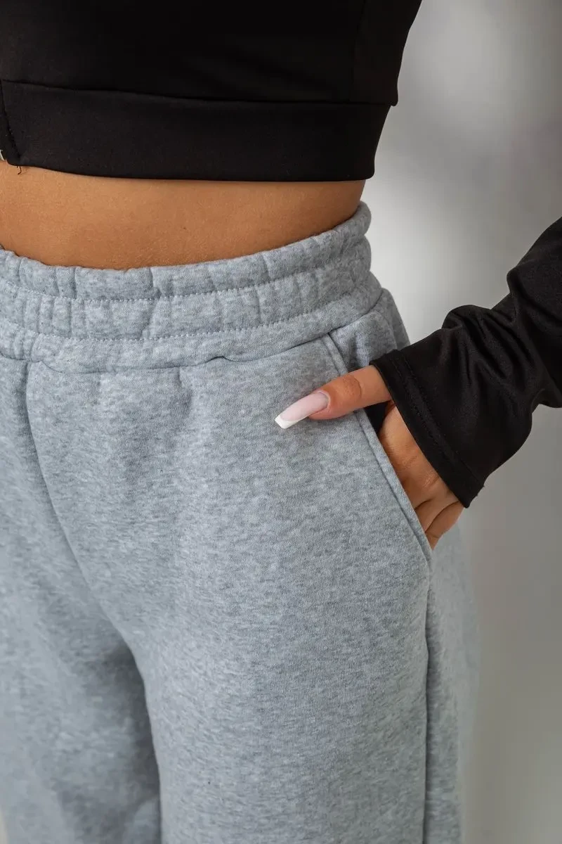 Спортивні штани жіночі на флісі, колір світло-сірий, 238R58641-1 5