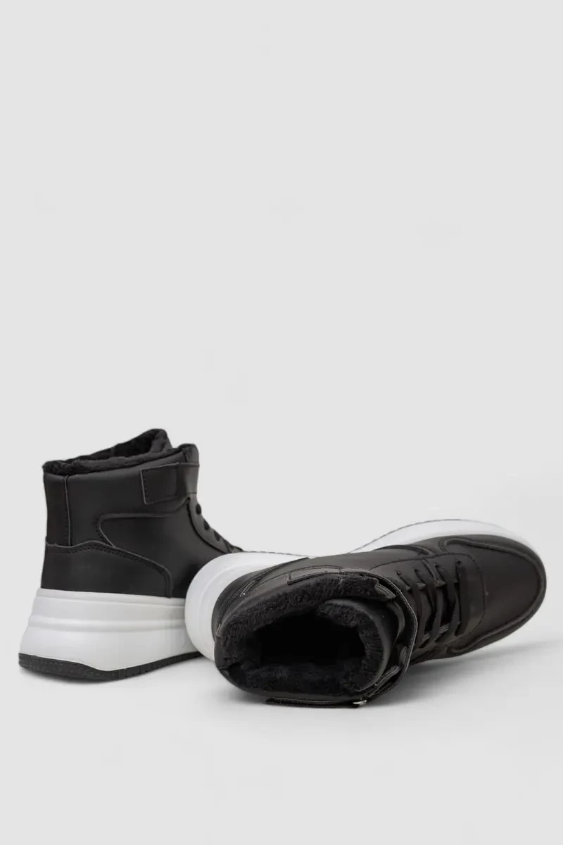 Кросівки жіночі зимові на хутрі, колір чорно-білий, 248RAM04 5