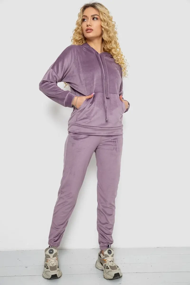Спортивний костюм жіночий велюровий, колір світло-сливовий, 177R022-1 3