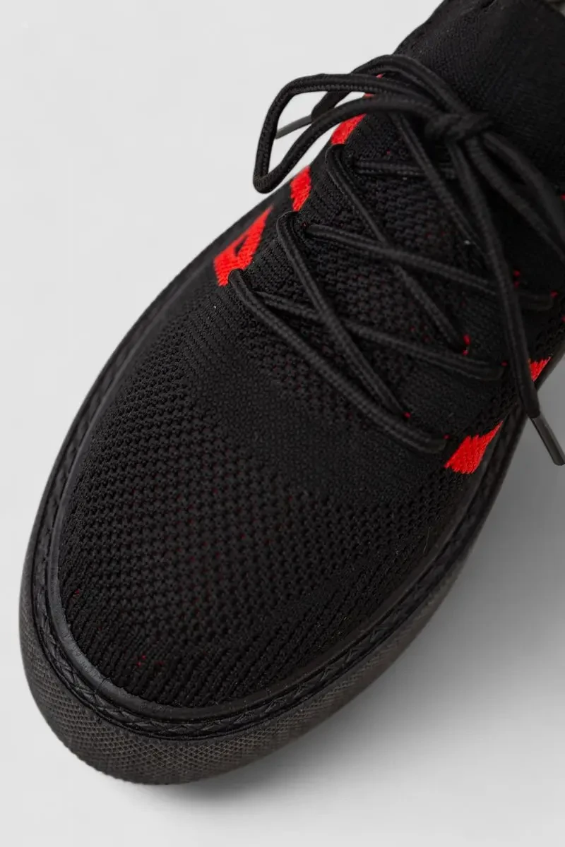 Кросівки жіночі текстиль, колір чорно-червоний, 243R2023-33 2