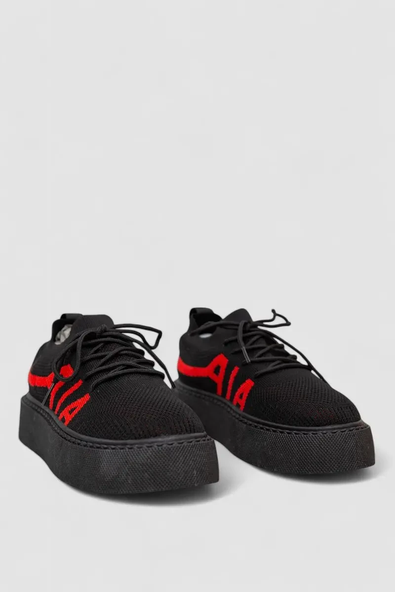 Кросівки жіночі текстиль, колір чорно-червоний, 243R2023-33 3