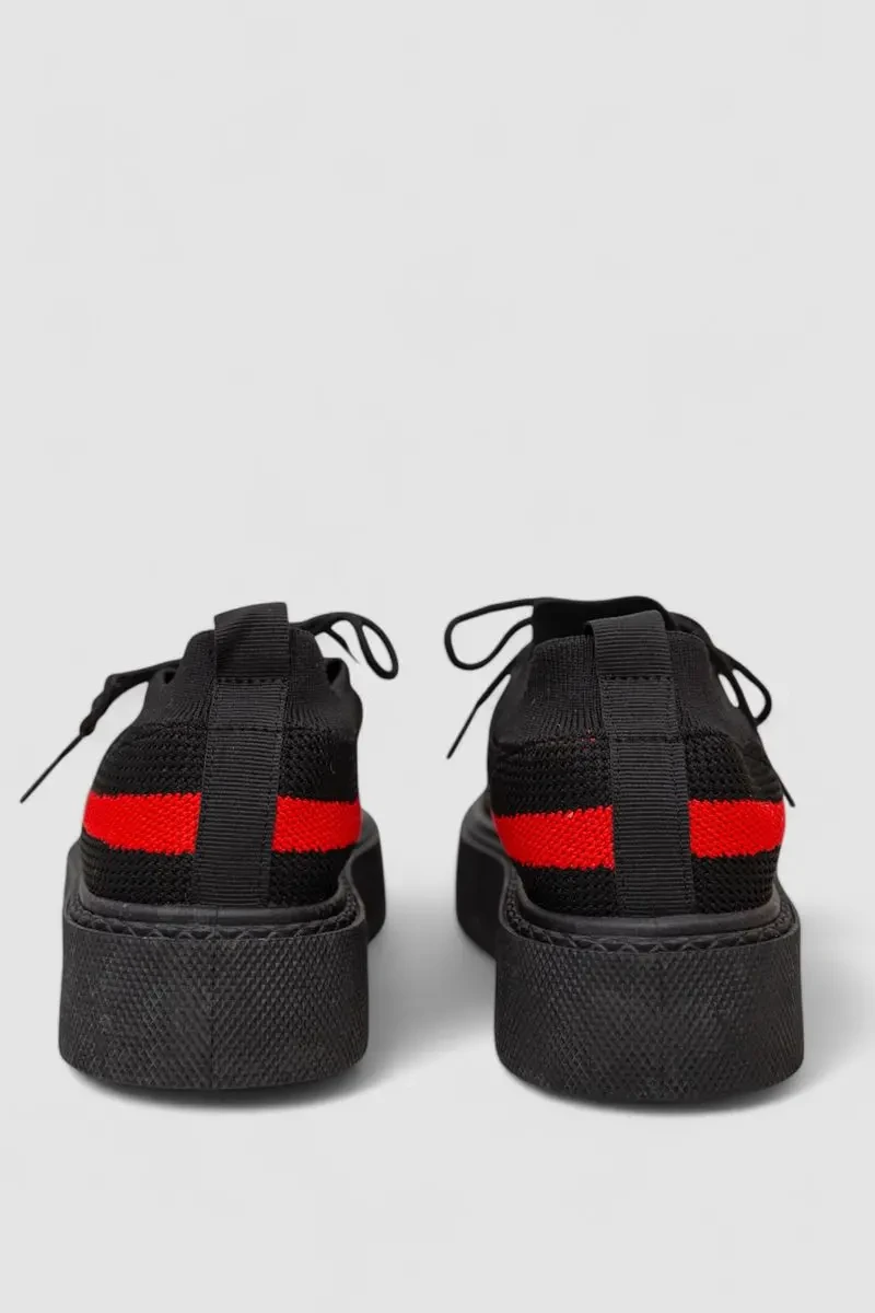 Кросівки жіночі текстиль, колір чорно-червоний, 243R2023-33 4
