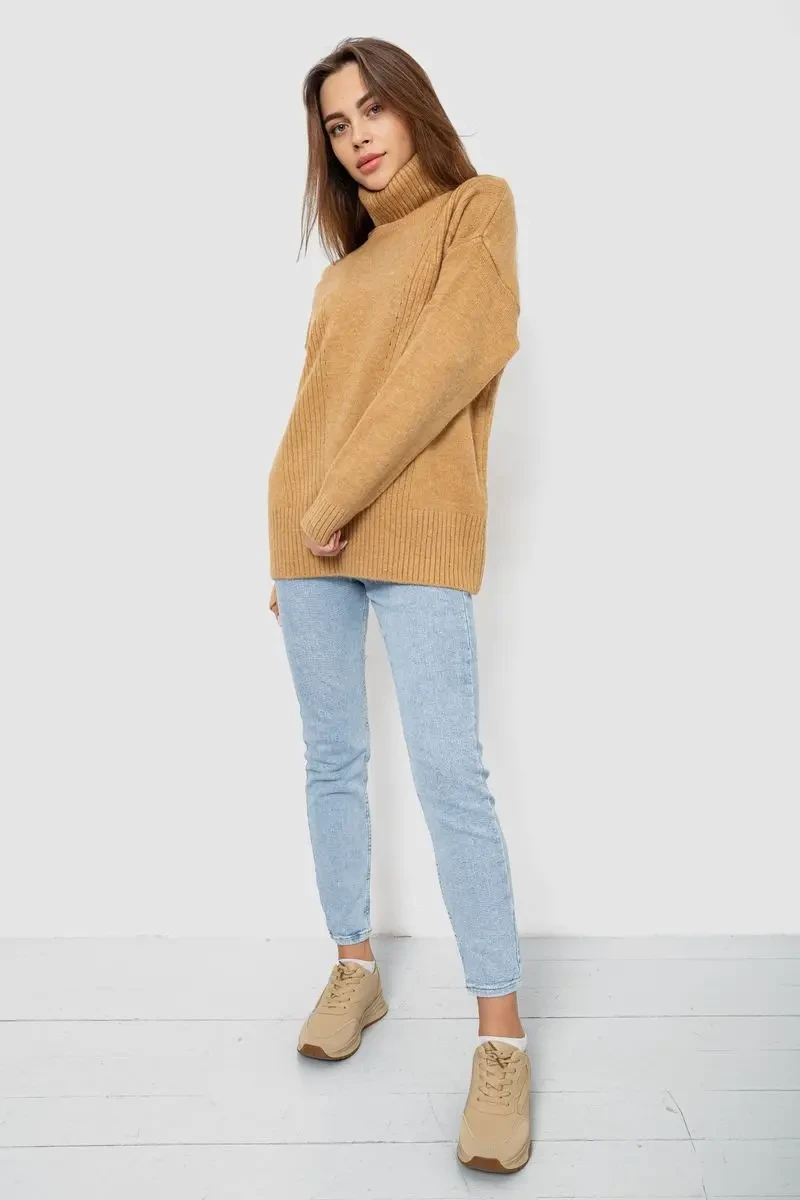 Светр - гольф жіночий вовняний, колір бежевий, 244R2050 2