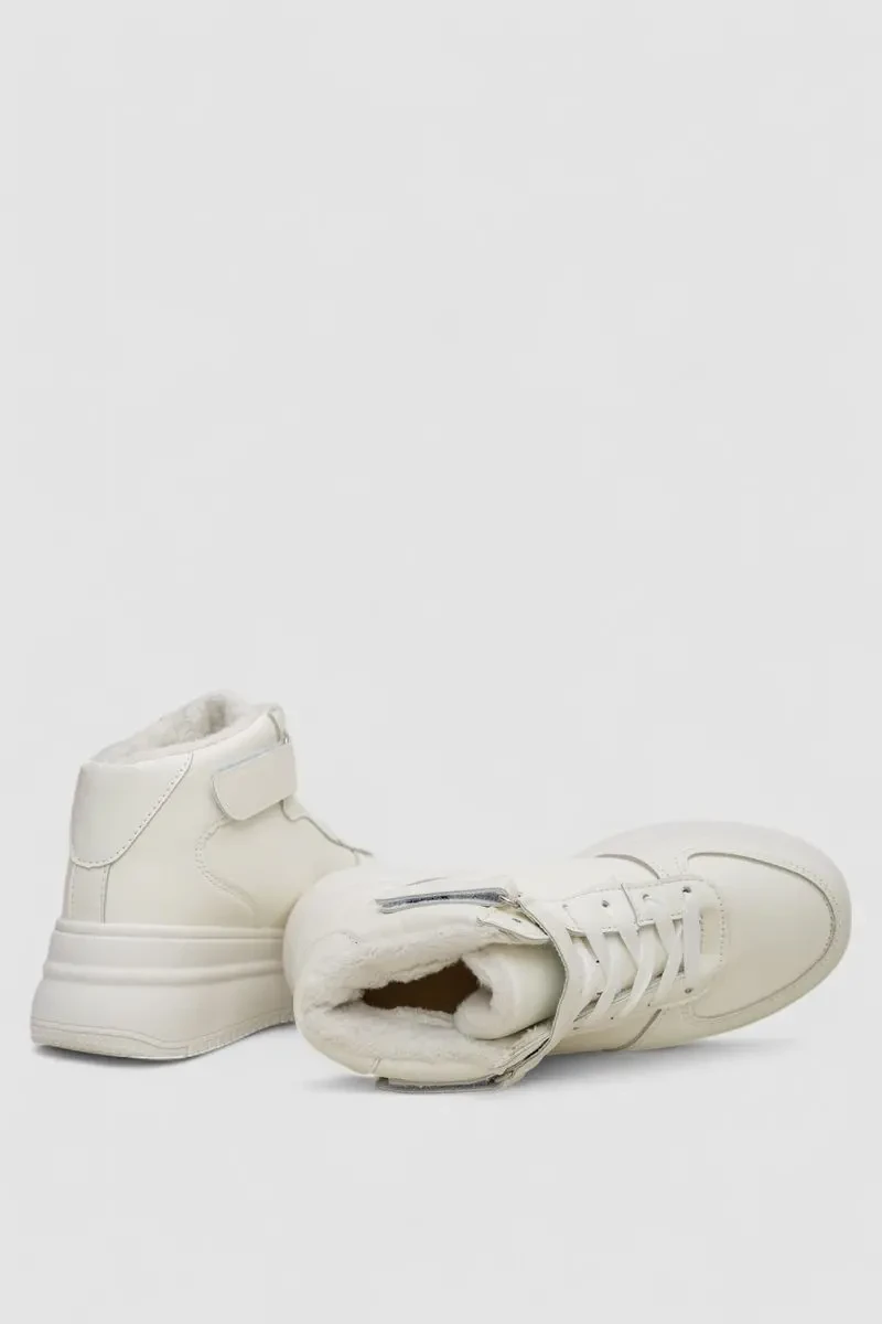 Кросівки жіночі зимові на хутрі, колір білий, 248RAM02 5