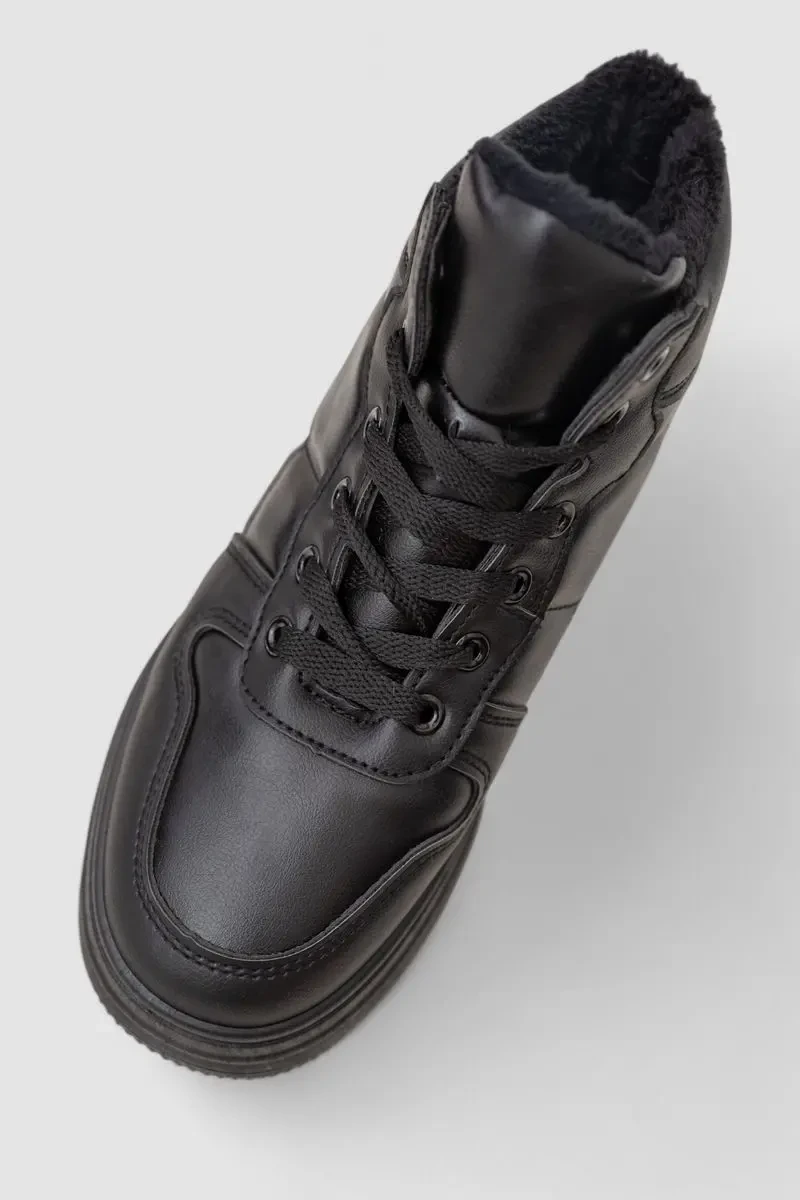 Кросівки жіночі зимові на хутрі, колір чорний, 248RAM015 2