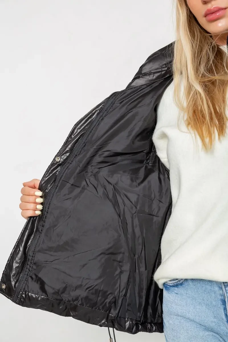 Жилетка жіноча однотонна, колір чорний, 244R915 5