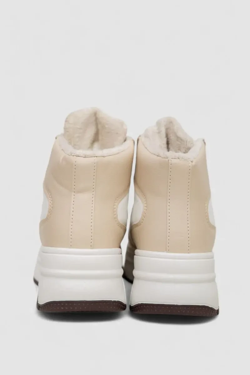 Кросівки жіночі зимові на хутрі, колір бежево-коричневий, 248RAM015 4