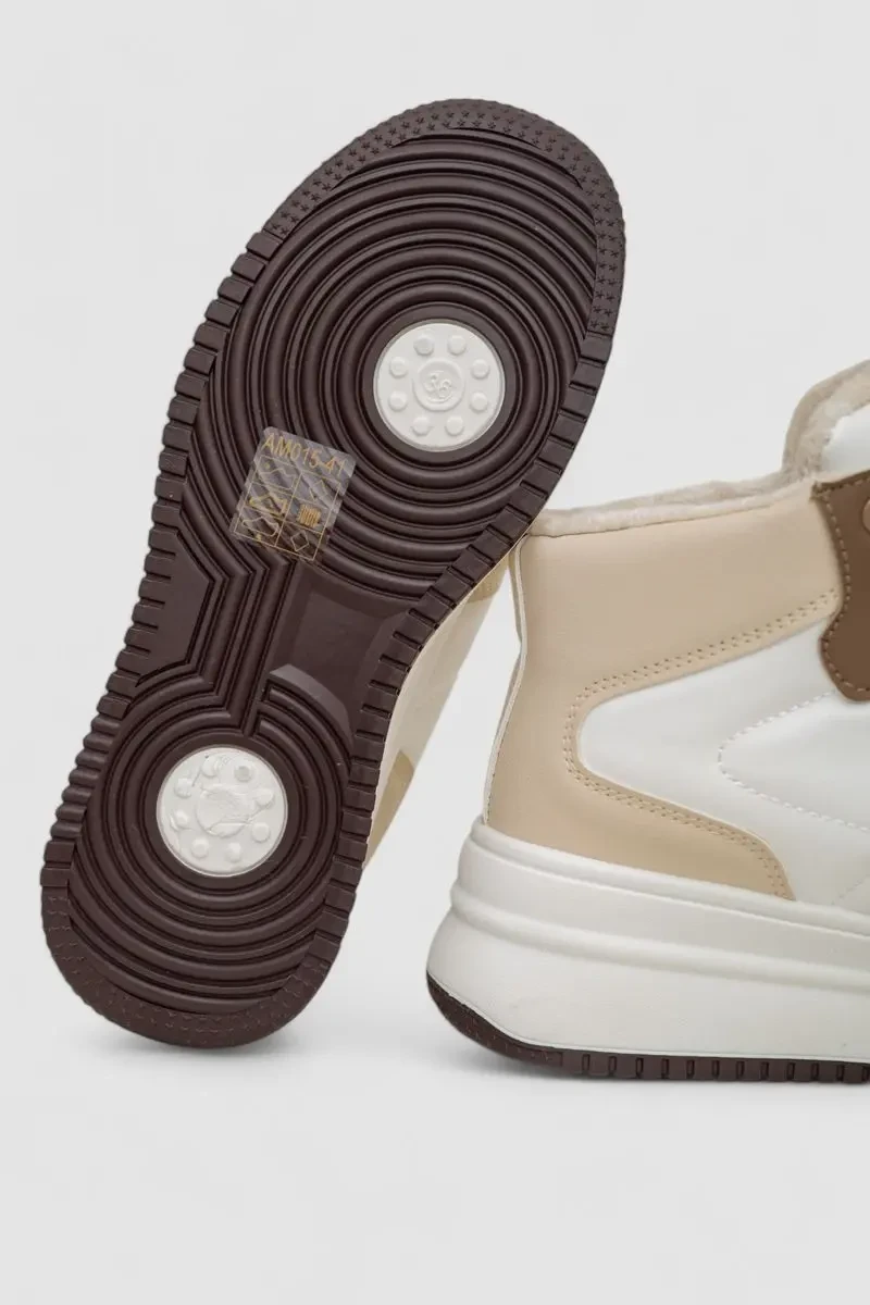 Кросівки жіночі зимові на хутрі, колір бежево-коричневий, 248RAM015 7