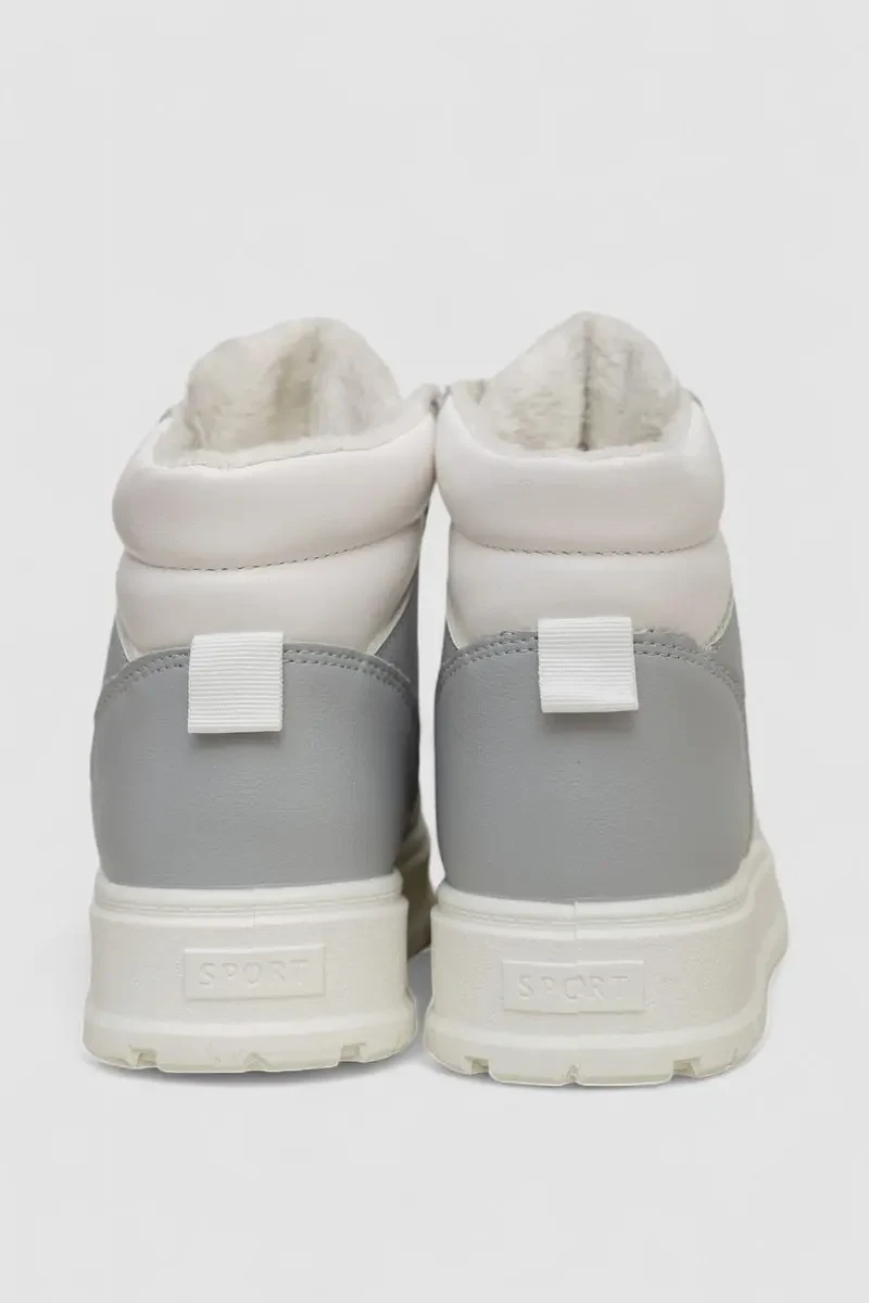 Кросівки жіночі зимові на хутрі, колір біло-сірий, 248RMB03 4