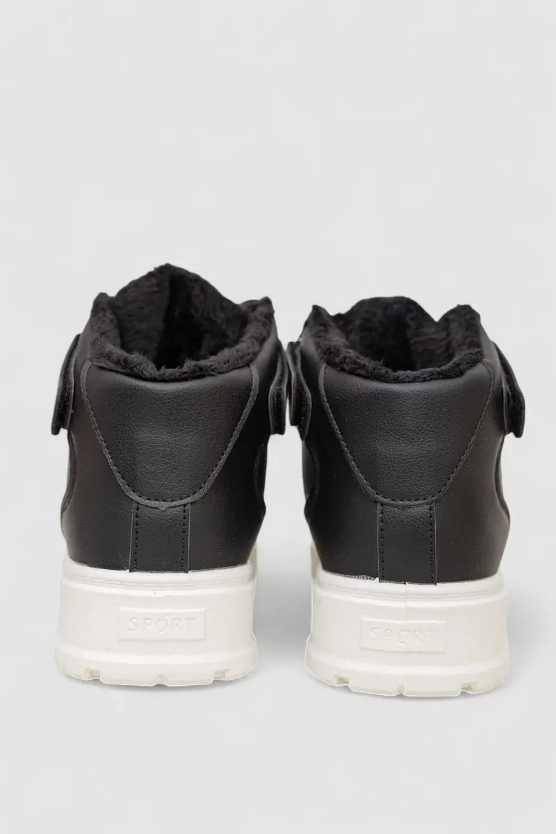 Кросівки жіночі зимові на хутрі, колір чорно-білий, 248RMB05 4