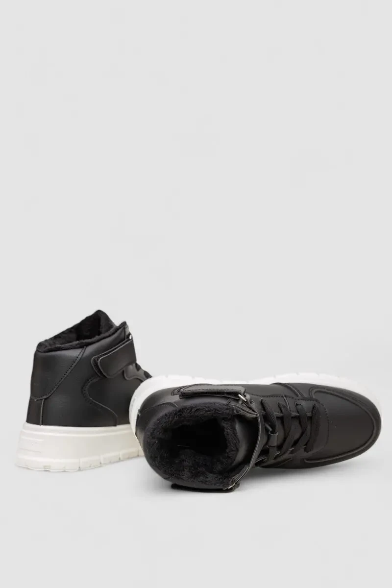 Кросівки жіночі зимові на хутрі, колір чорно-білий, 248RMB05 5