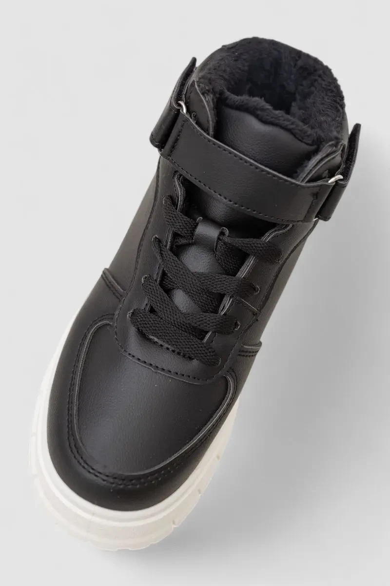 Кросівки жіночі зимові на хутрі, колір чорно-білий, 248RMB05 2