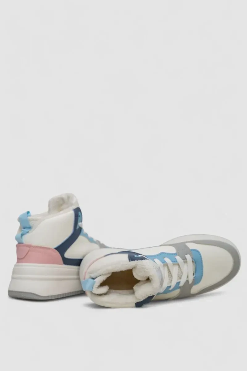 Кросівки жіночі зимові на хутрі, колір біло-рожевий, 248RAM09 5