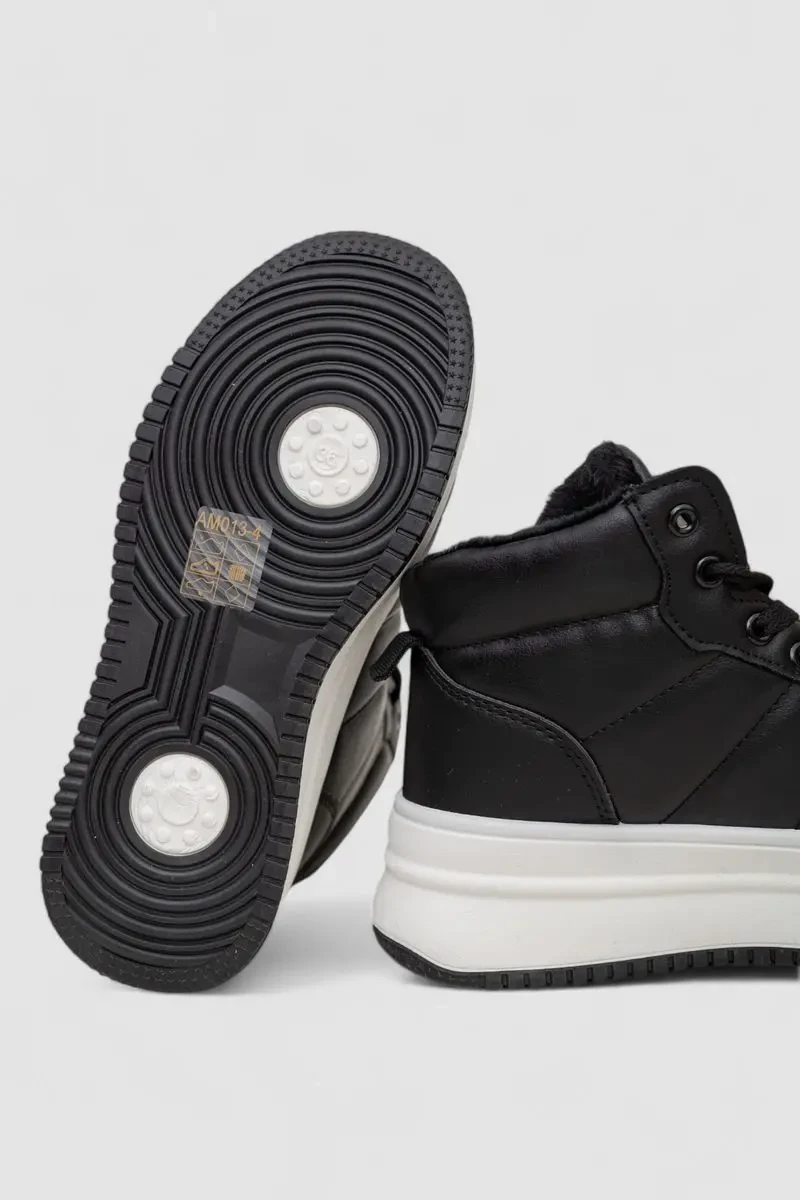 Кросівки жіночі зимові на хутрі, колір чорно-білий, 248RAM013 7